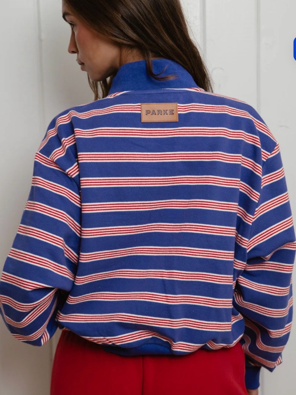 NWOT Parke WOVEN TERRY
Zip Up Mockneck Sailor Stripe S/M - Picture 3 of 7